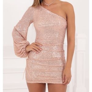 This dress is rose gold